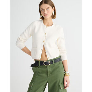 NWT J.Crew Emelie Lady Sweater Jacket 2X White Button Cardigan BQ197 J.Crew